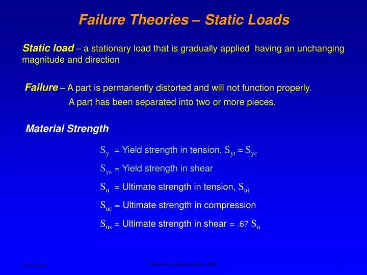 failure theories static loads