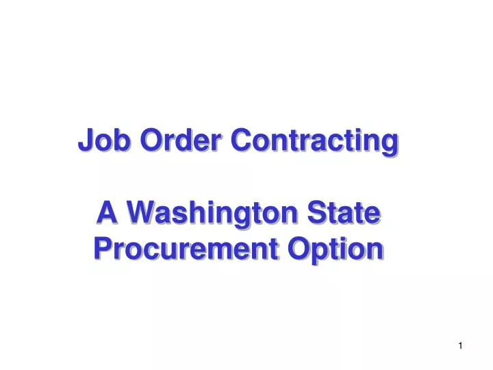 job order contracting a washington state procurement option