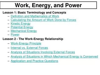 Work, Energy, and Power