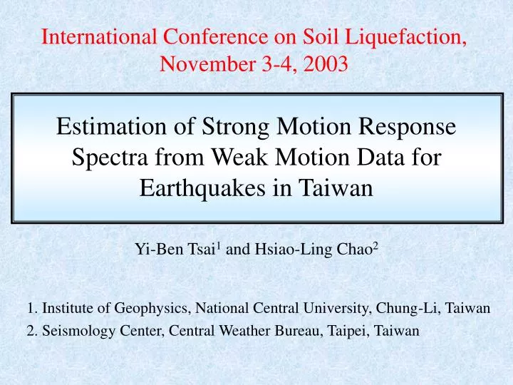 international conference on soil liquefaction november 3 4 2003