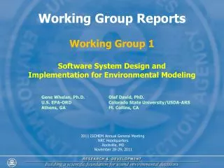 Working Group Reports Working Group 1