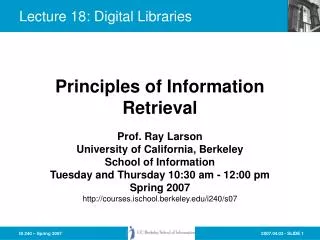 Lecture 18: Digital Libraries