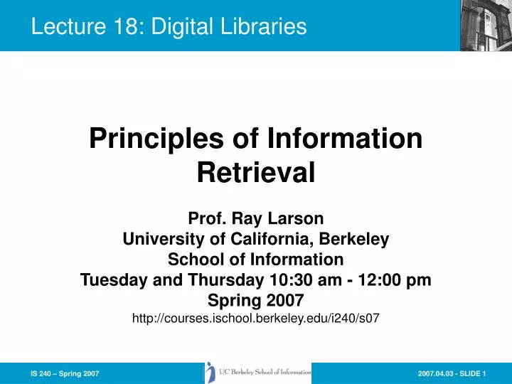 lecture 18 digital libraries
