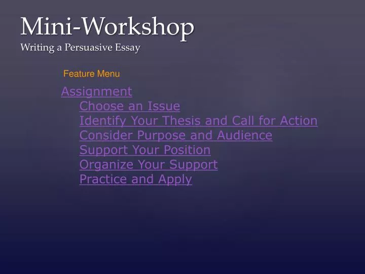 mini workshop writing a persuasive essay