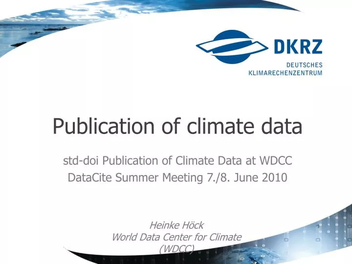 publication of climate data
