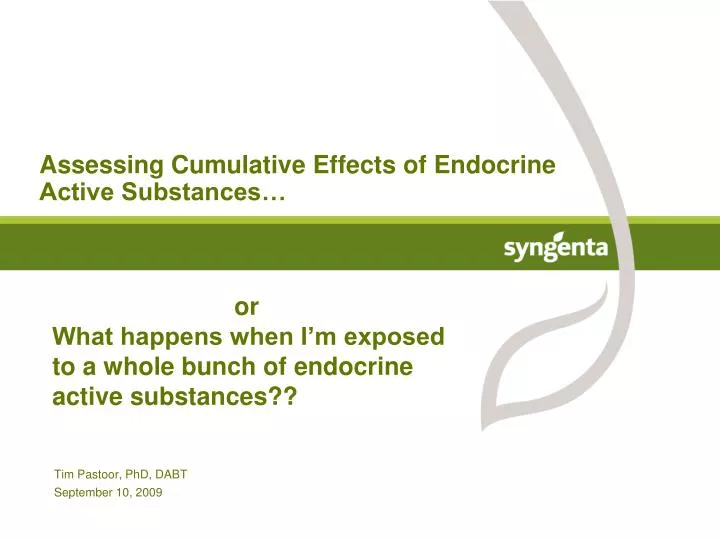 assessing cumulative effects of endocrine active substances