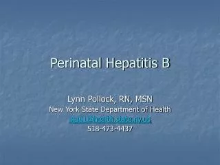 Perinatal Hepatitis B