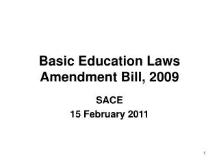 Basic Education Laws Amendment Bill, 2009
