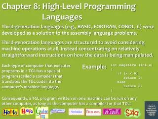 Chapter 8: High-Level Programming Languages
