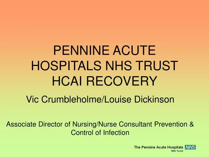 pennine acute hospitals nhs trust hcai recovery