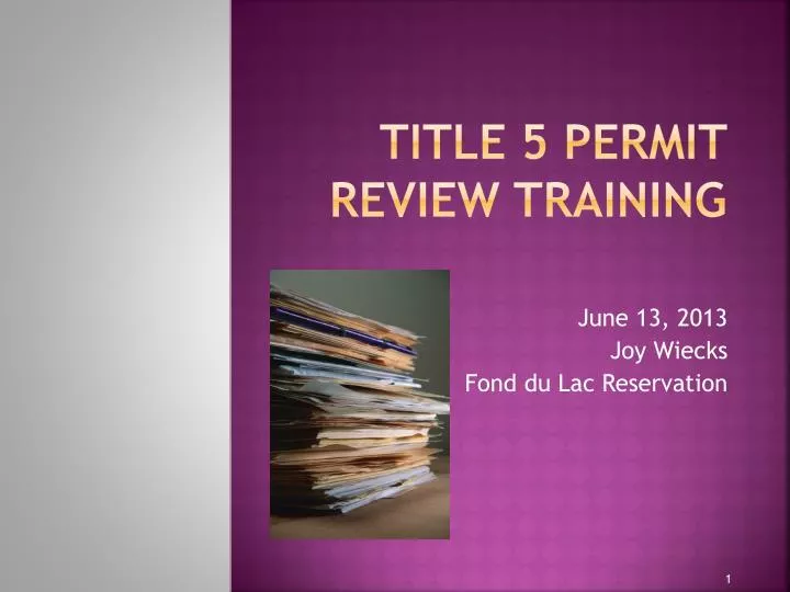 title 5 permit review training