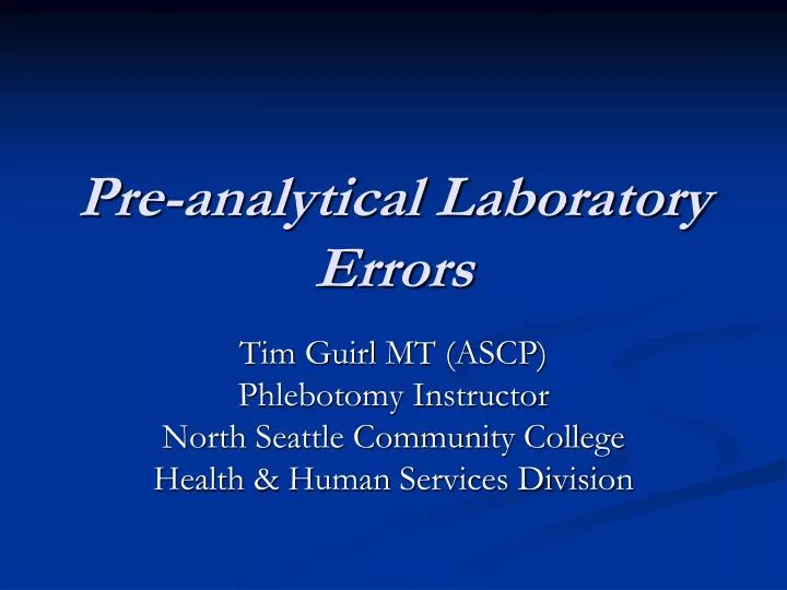 pre analytical laboratory errors