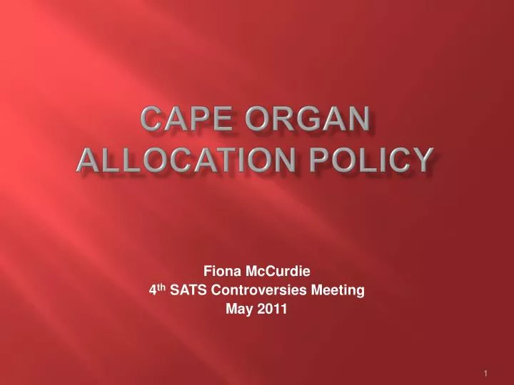 cape organ allocation policy