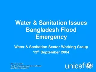 Water &amp; Sanitation Issues Bangladesh Flood Emergency