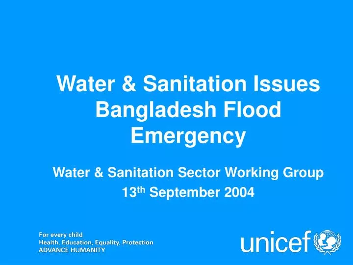 water sanitation sector working group 13 th september 2004