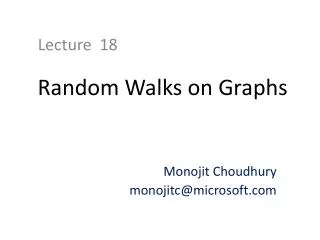 Random Walks on Graphs