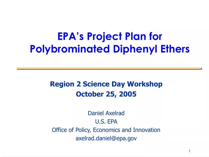 epa s project plan for polybrominated diphenyl ethers