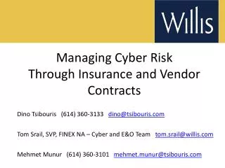 Managing Cyber Risk Through Insurance and Vendor Contracts