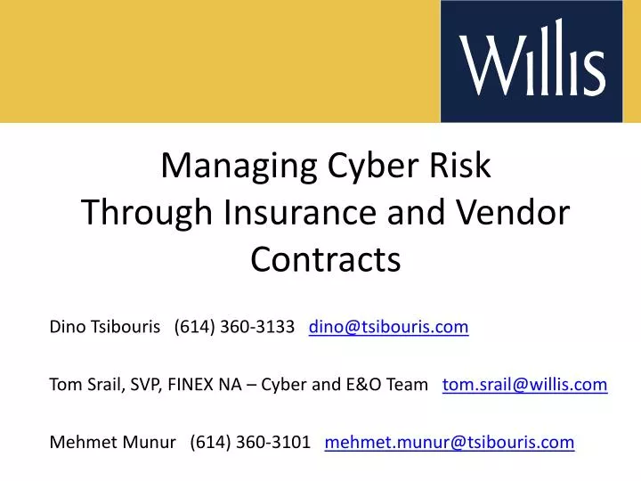 managing cyber risk through insurance and vendor contracts