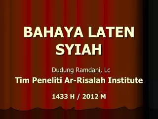 bahaya laten syiah dudung ramdani lc tim peneliti ar risalah institute 1433 h 2012 m