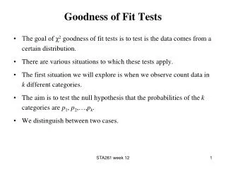 Goodness of Fit Tests