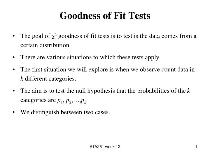 goodness of fit tests