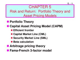 chapter 5 risk and return portfolio theory and asset pricing models
