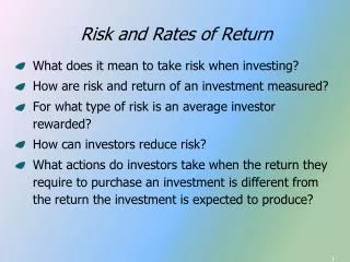Risk and Rates of Return