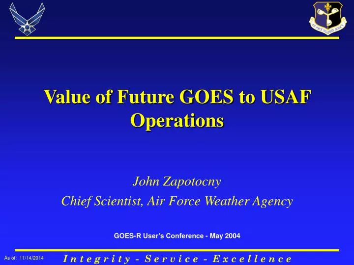 value of future goes to usaf operations
