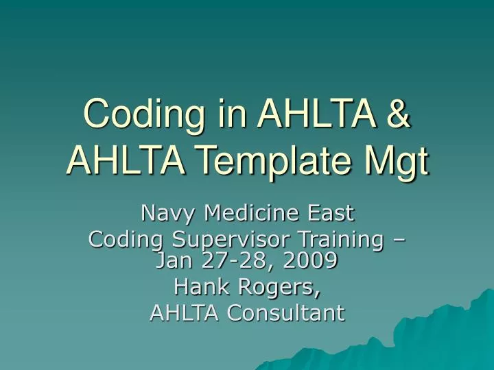coding in ahlta ahlta template mgt