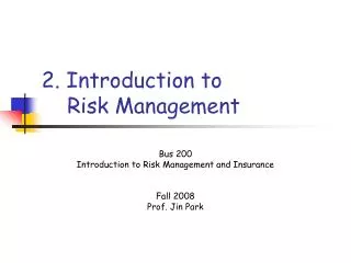 2. Introduction to Risk Management