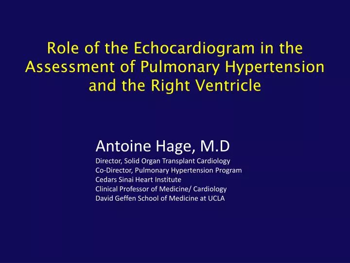 role of the echocardiogram in the assessment of pulmonary hypertension and the right ventricle