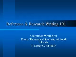 Reference &amp; Research Writing 101