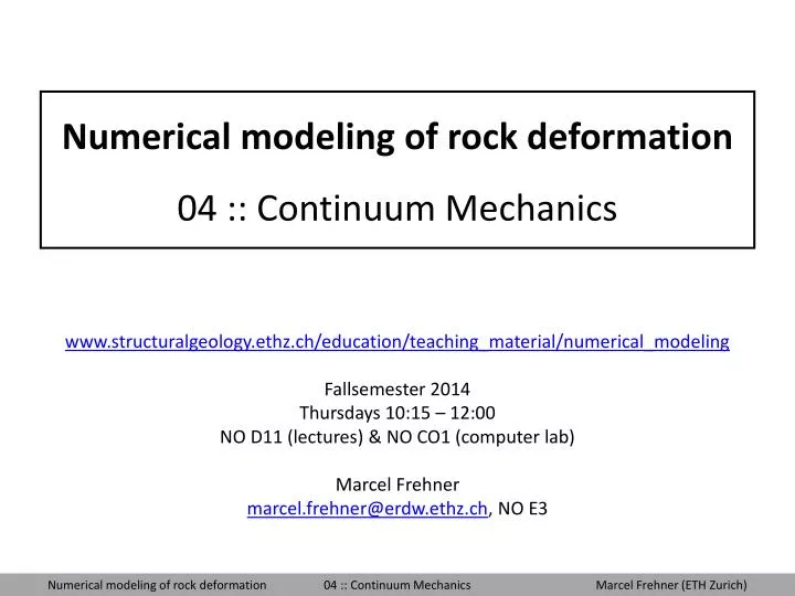 numerical modeling of rock deformation 04 continuum mechanics