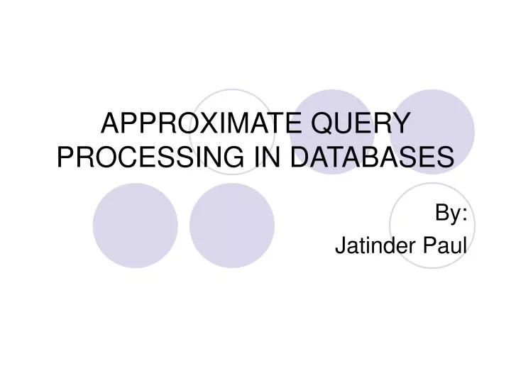 approximate query processing in databases