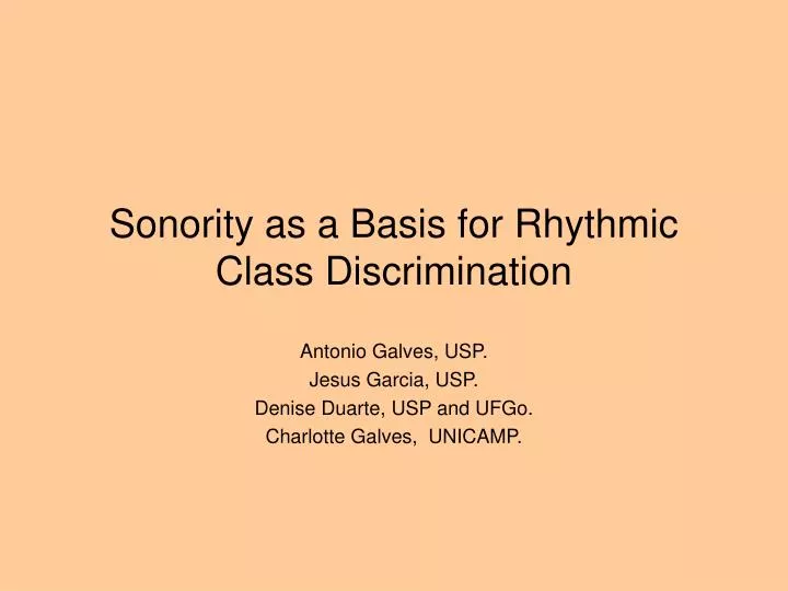 sonority as a basis for rhythmic class discrimination