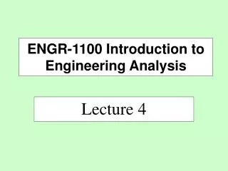 ENGR-1100 Introduction to Engineering Analysis