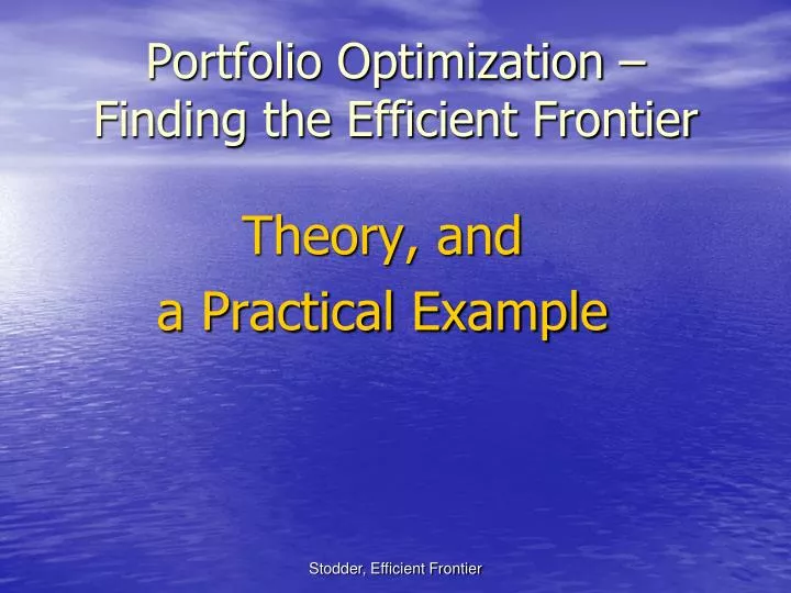 portfolio optimization finding the efficient frontier