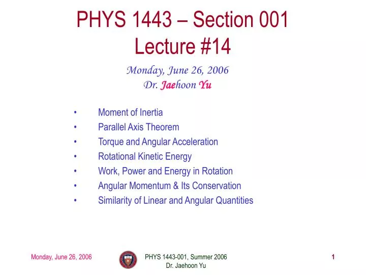phys 1443 section 001 lecture 14