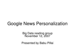 Google News Personalization