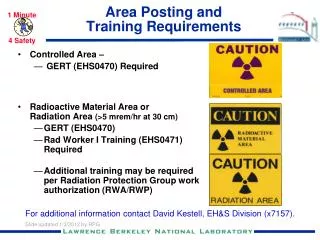 Area Posting and Training Requirements