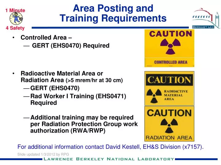 area posting and training requirements