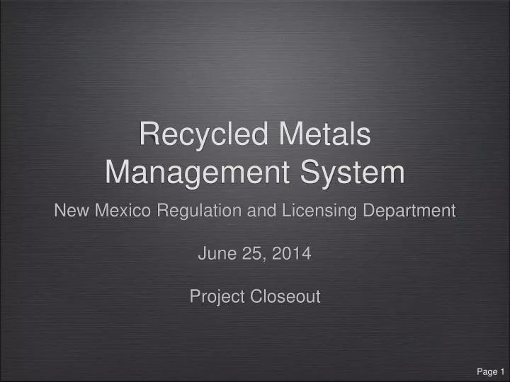 recycled metals management system