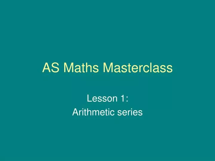 as maths masterclass