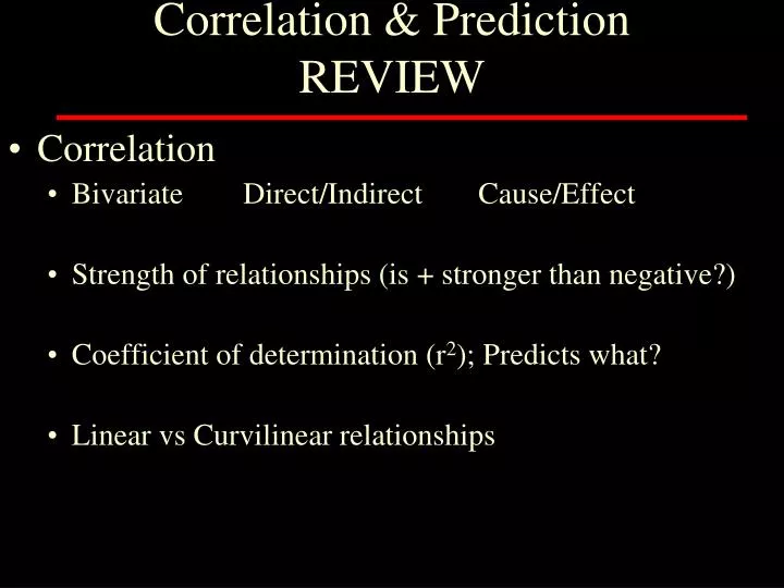 correlation prediction review