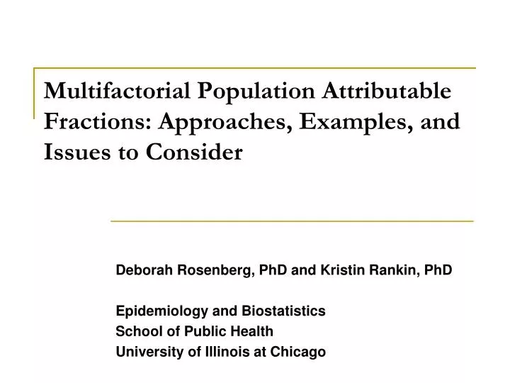 multifactorial population attributable fractions approaches examples and issues to consider