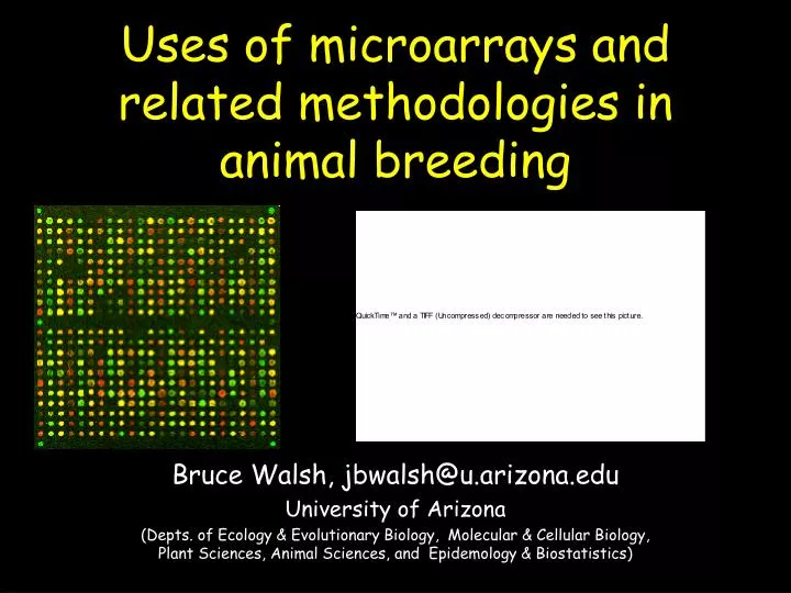uses of microarrays and related methodologies in animal breeding