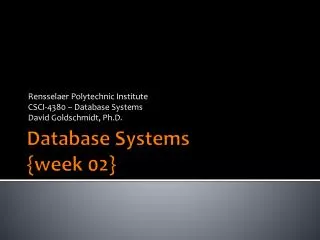 Database Systems {week 02}