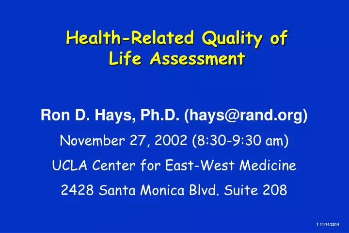 health related quality of life assessment