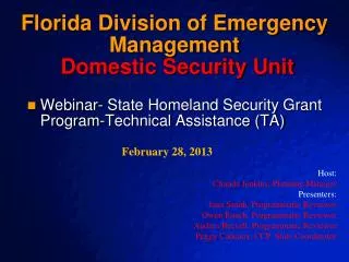 Florida Division of Emergency Management Domestic Security Unit
